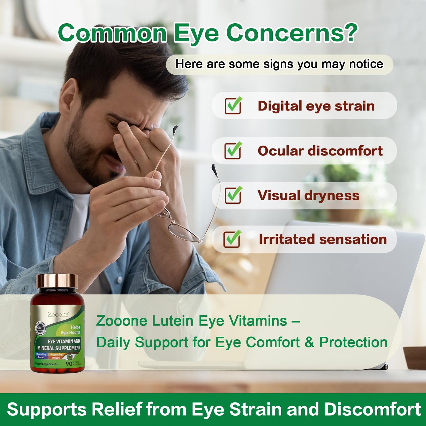Zooone Lutein & Zeaxanthin Eye Vitamins – Vision Support for Adults (90 Capsules)