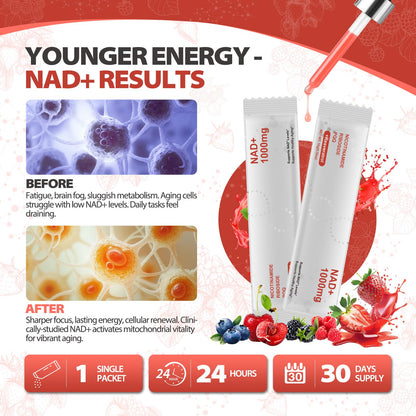 Zooone NAD+ Liquid Supplement 1000mg | Nicotinamide Riboside & Resveratrol - 30 Pack