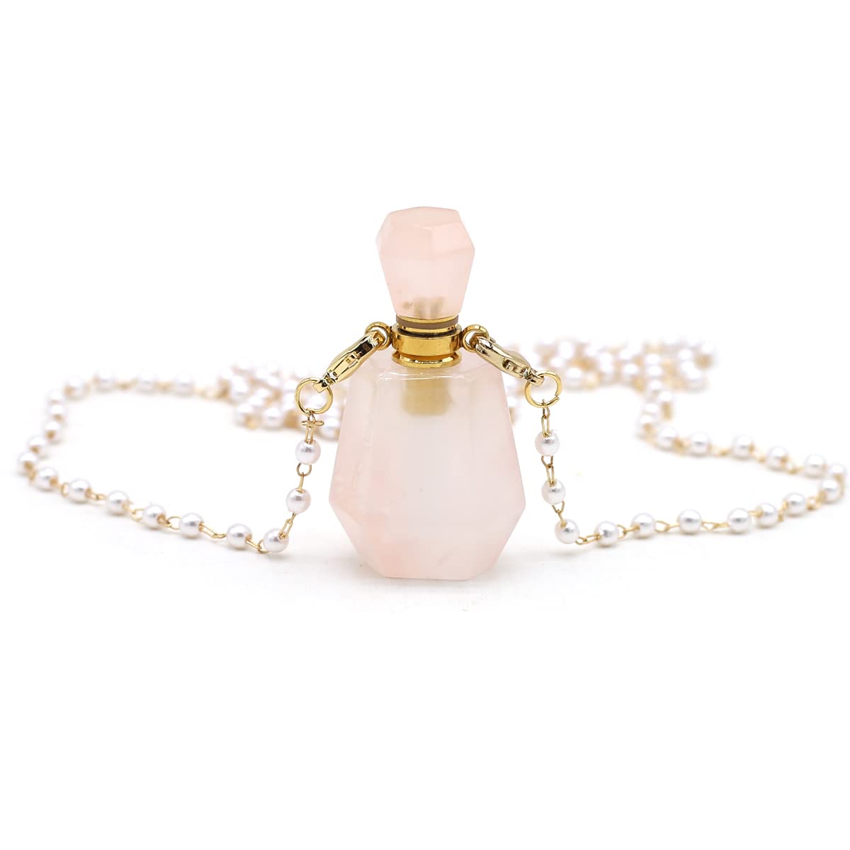 Zotoone Rose Quartz Perfume Bottle Pendant Necklace – Essential Oil Diffuser Jewelry for Women