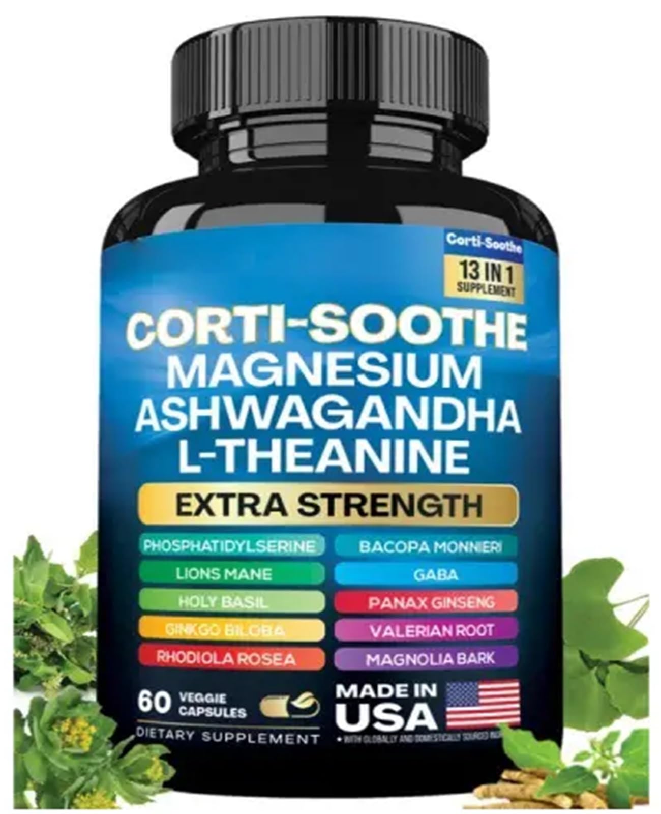 Zoyava Corti-Soothe: Cortisol Support with Magnesium Glycinate & Adaptogens | 60 Caps