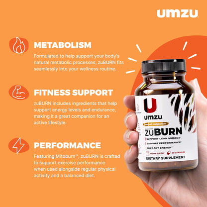 UMZU ZuBurn Energy Support - 30 Day Supply, Caffeine & Mitoburn