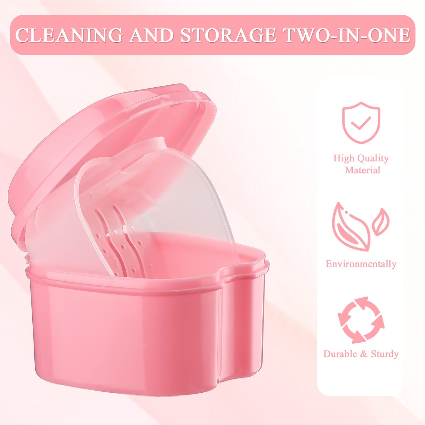 Zubebe 20 Pcs Denture Case Set with Strainer Basket – 5 Colors, Travel Denture Bath & Retainer Holder