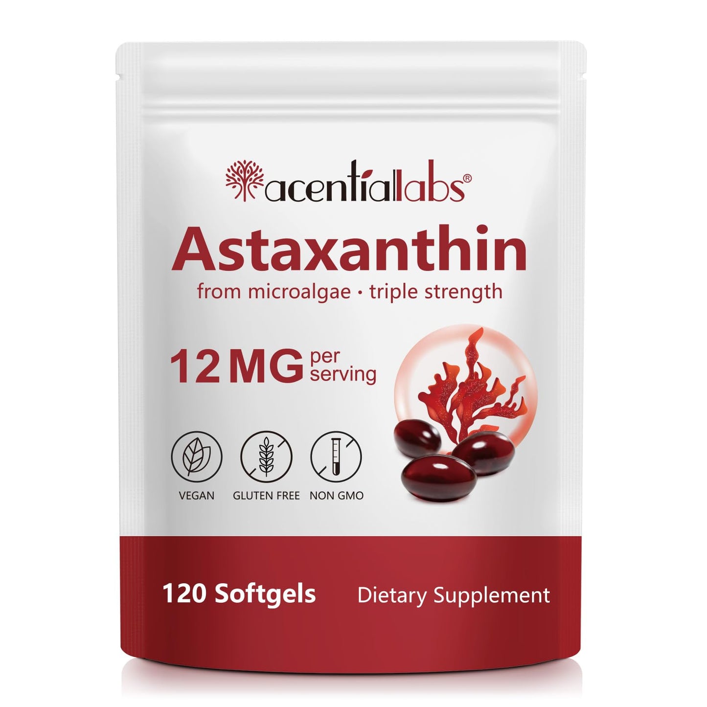 ZUZOKKAHA Astaxanthin 12mg Softgels - 120 Count | Non-GMO, Gluten-Free | Eye, Skin, Brain, Joint & Immune Support