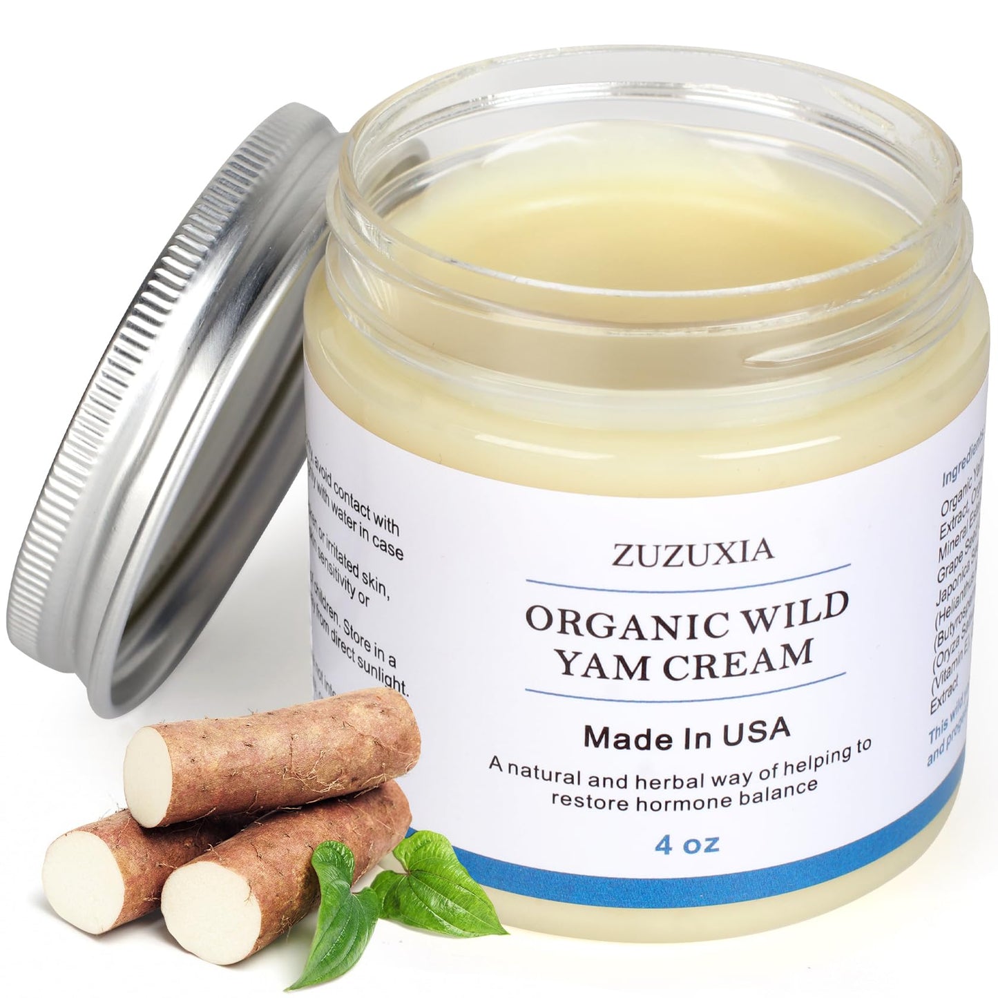 Zuzuxia Wild Yam Cream – 4 oz Unscented Organic Balance Support for Women & Men | Non-GMO, Paraben-Free