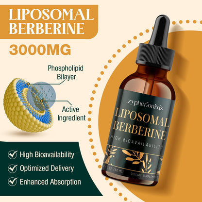 Zypherionixis Liposomal Berberine HCL Drops – 3000mg, 12-in-1 Formula, Sugar Free