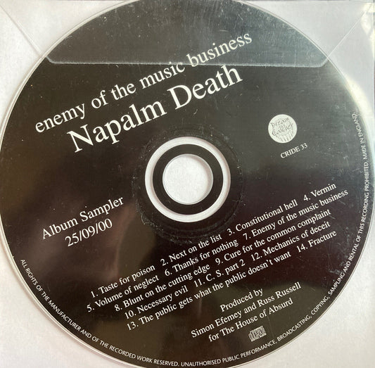 Napalm Death - Enemy Of The Music Business - Rare Ltd Ed Album Sampler